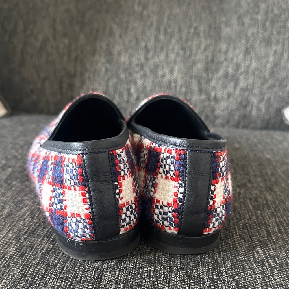 Gucci Red and Blue Checkered Moccasins - Picture 3 of 4